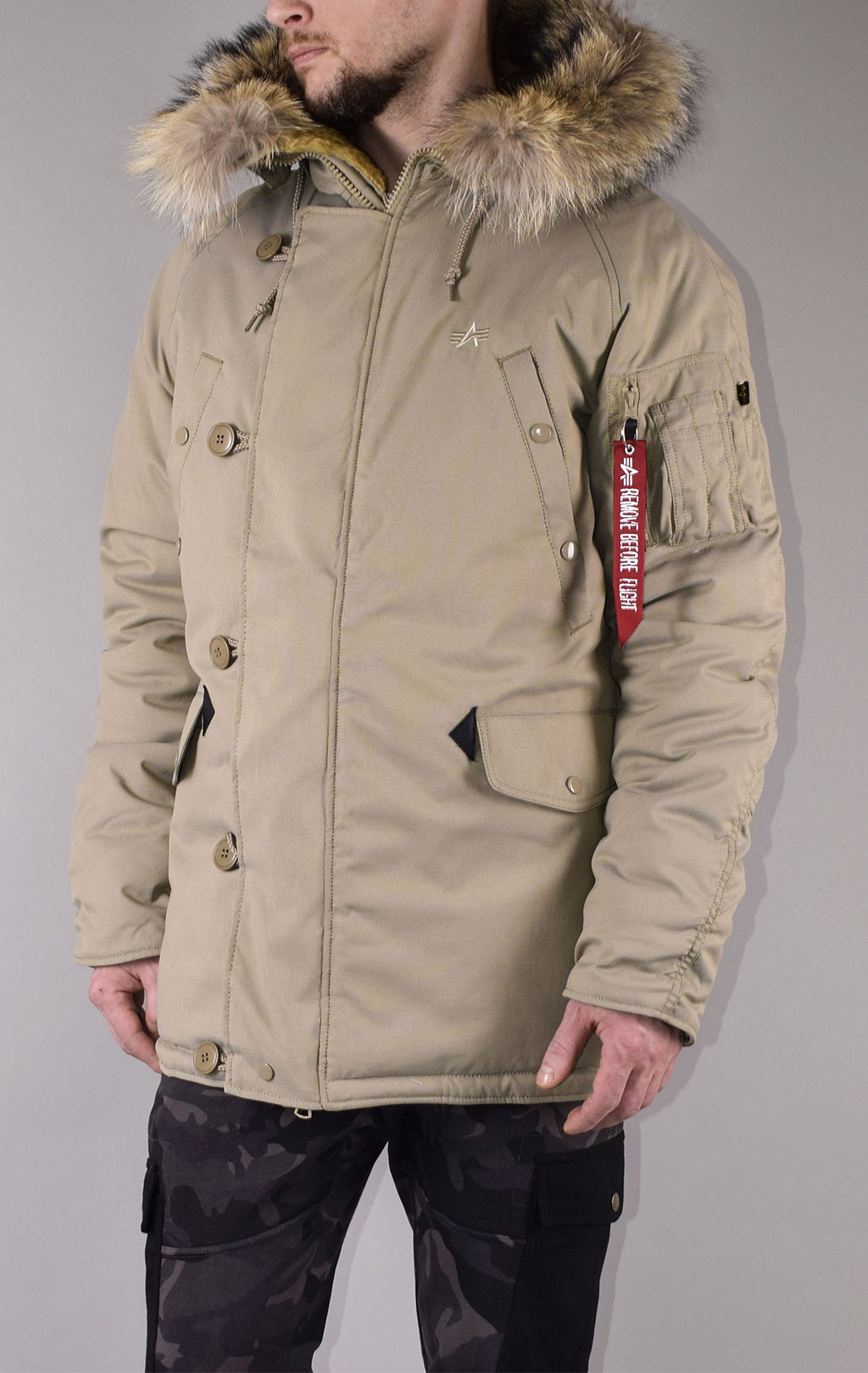 Аляска ALPHA INDUSTRIES EXPLORER big size натур. мех khaki 