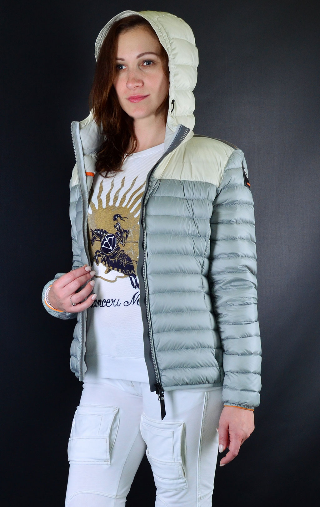 Женская куртка-пуховик лёгкая PARAJUMPERS HAE с капюшоном glacier blue 
