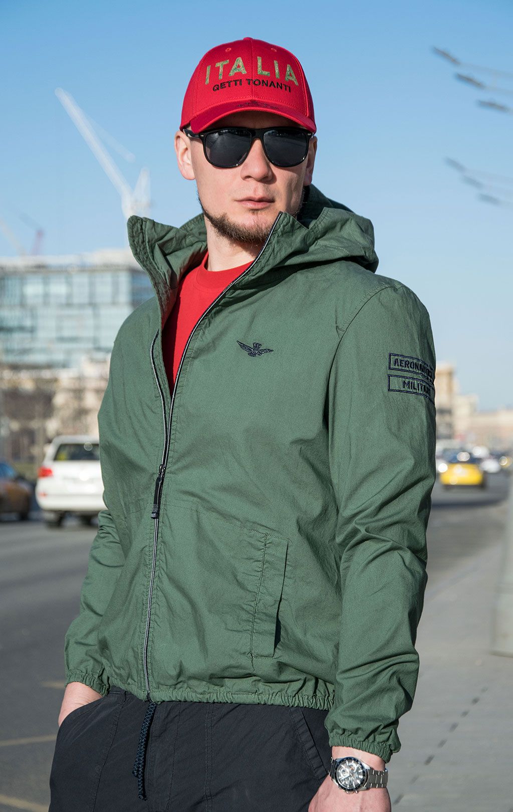 Ветровка AERONAUTICA MILITARE big size SS 23 m/TR verde militare (AB 2054) 