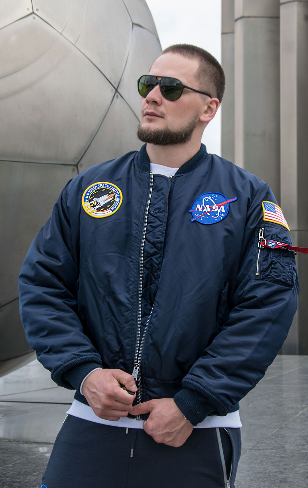 Бомбер ALPHA INDUSTRIES NASA big size MA-1 original fit rep. blue 