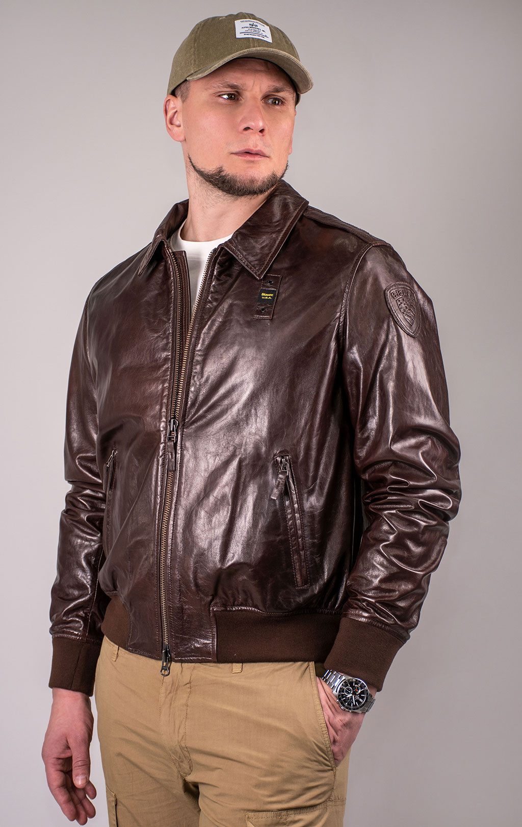 Куртка BLAUER кожа SS 24 m brown (LO2418) 