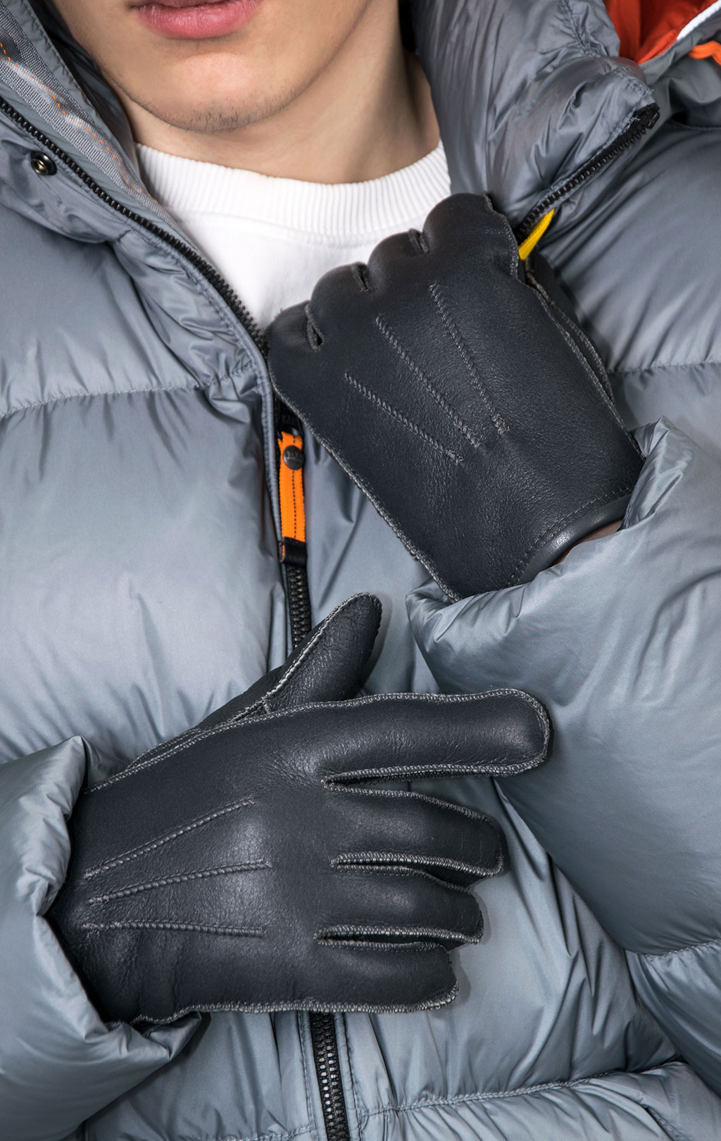 Перчатки PARAJUMPERS SHEARLING GLOVES овчина FW 23/24 blue graphite 