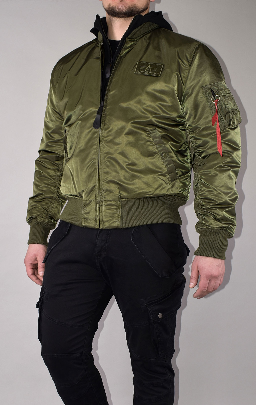 Куртка-бомбер лётная ALPHA INDUSTRIES D-Tec MA-1 dark green/black 