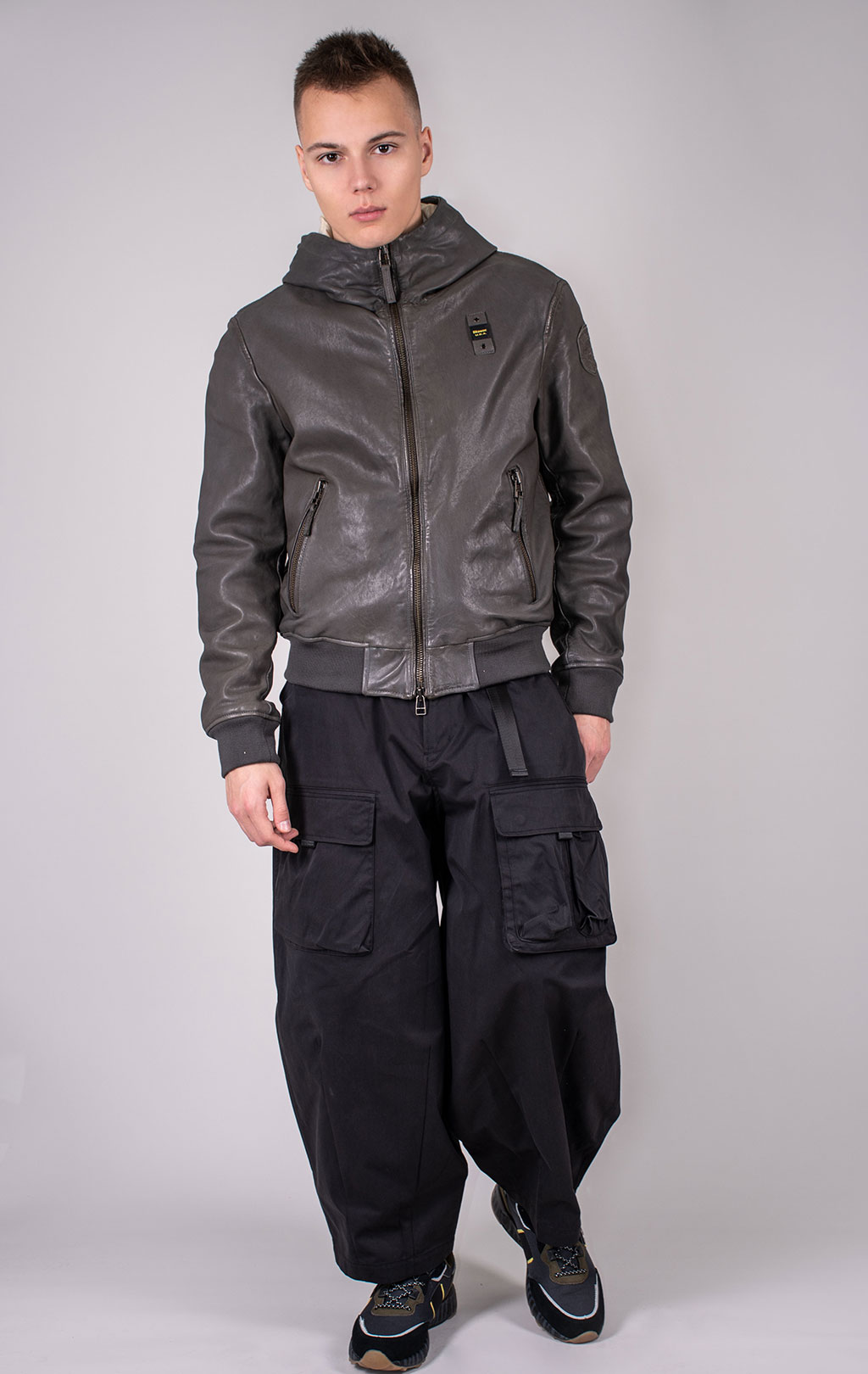Куртка BLAUER ALDER кожа FW 24/25 grey 976 (LO1379) 