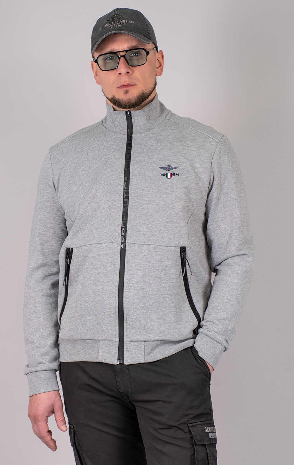 Олимпийка AERONAUTICA MILITARE SS 25 m/TR grigio melange (FE 1986) 