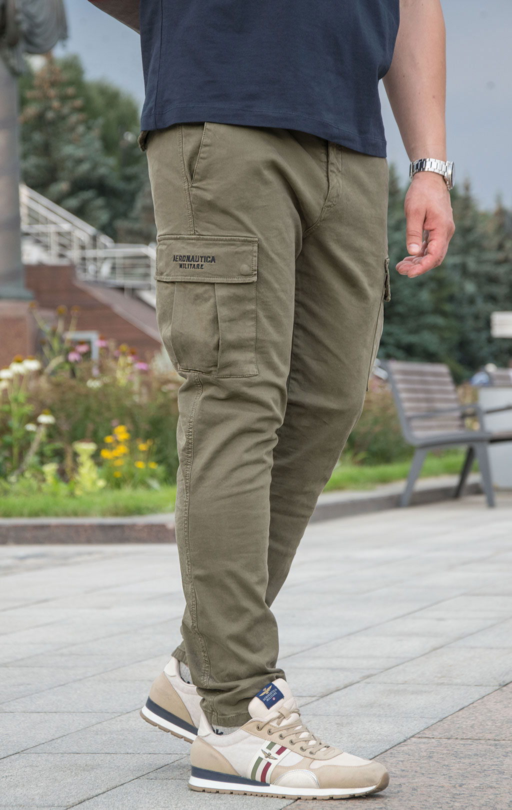 Брюки-карго AERONAUTICA MILITARE big size плотные FW 21/22/AL verde militare scuro (PA 1458) 