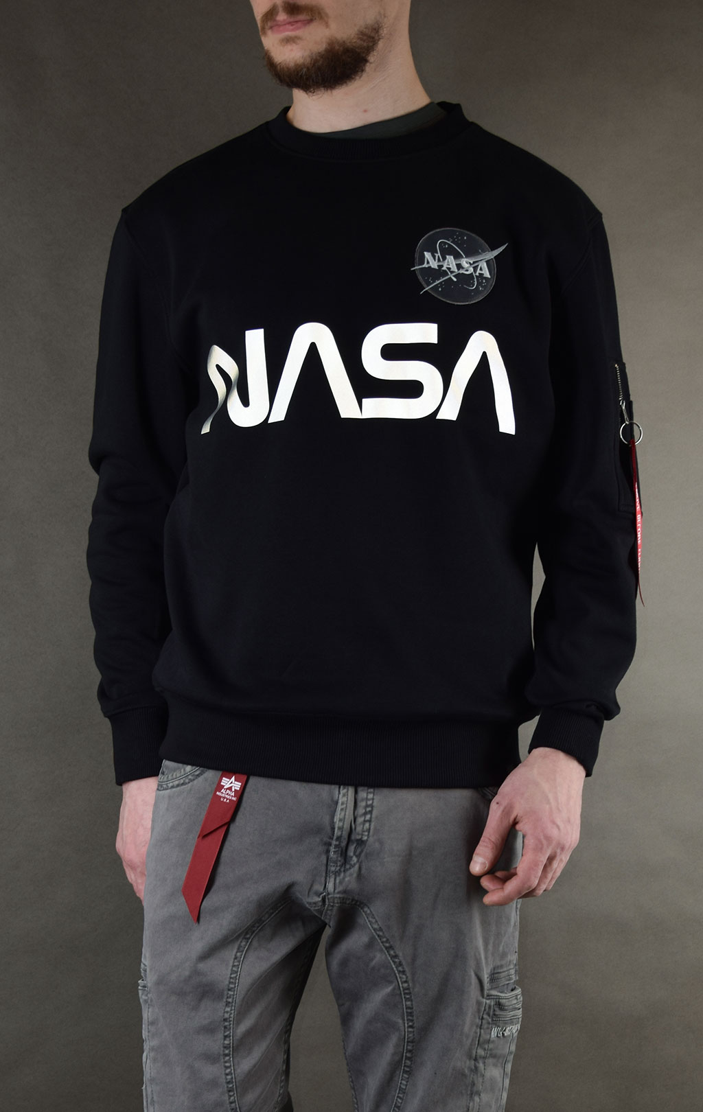 Свитшот ALPHA INDUSTRIES NASA reflective black 