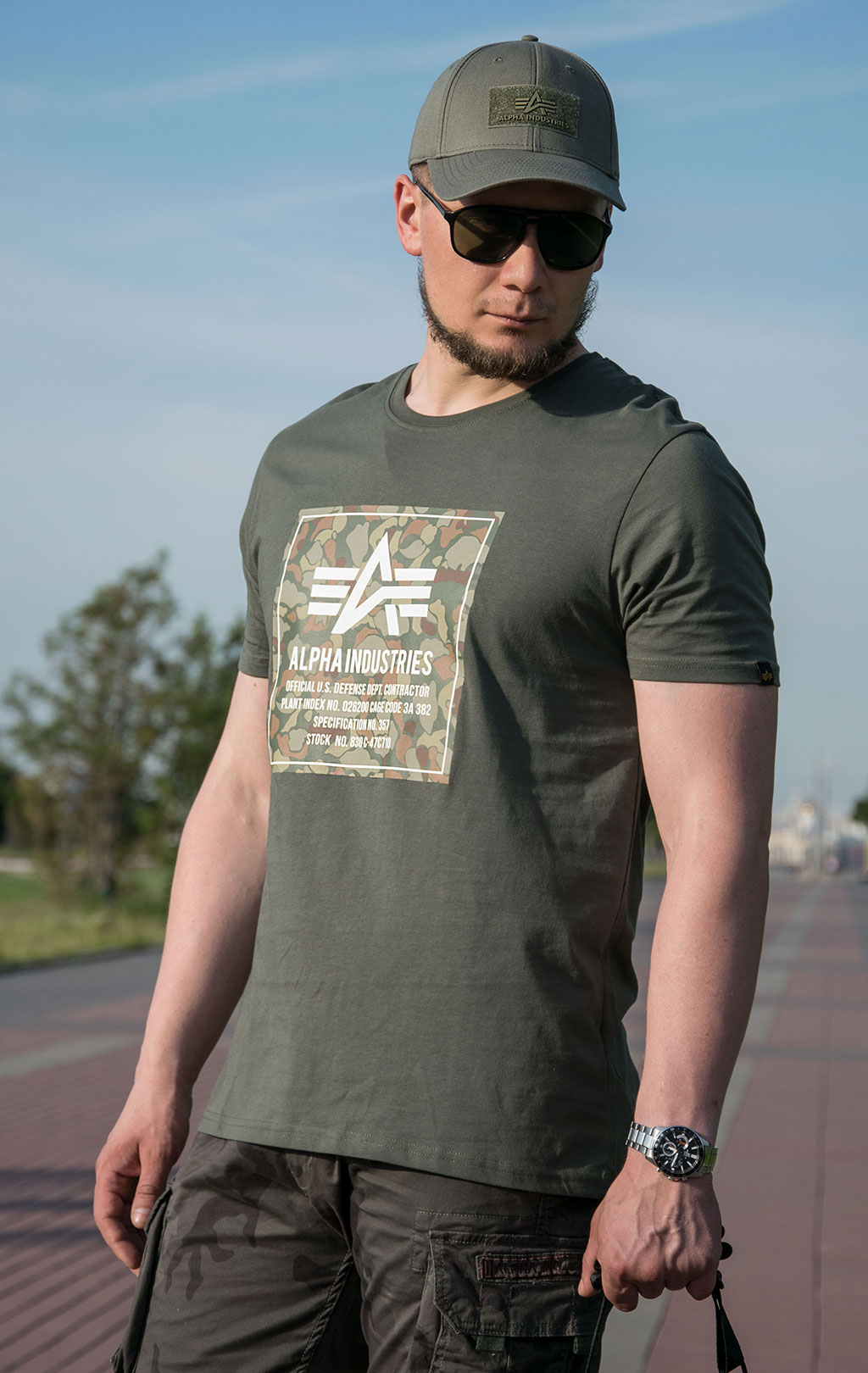 Футболка ALPHA INDUSTRIES CAMO BLOCK T dark olive 