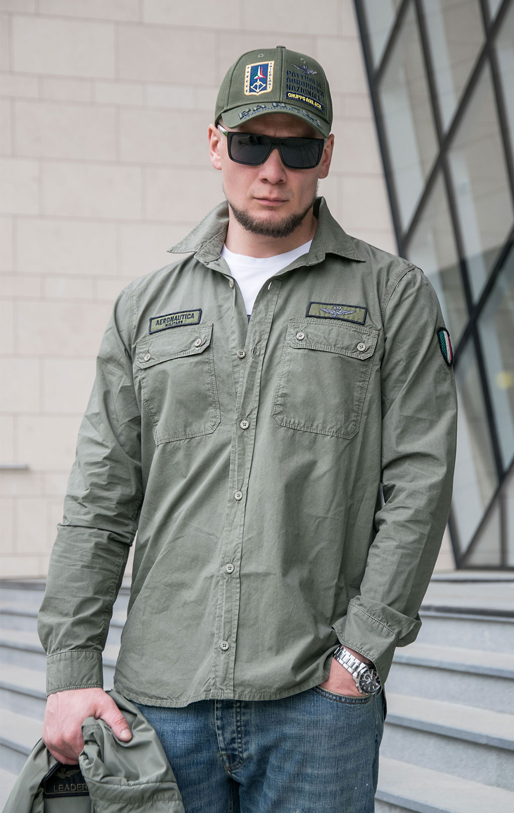 Рубашка AERONAUTICA MILITARE SS 23/AL verde (CA 1230) 