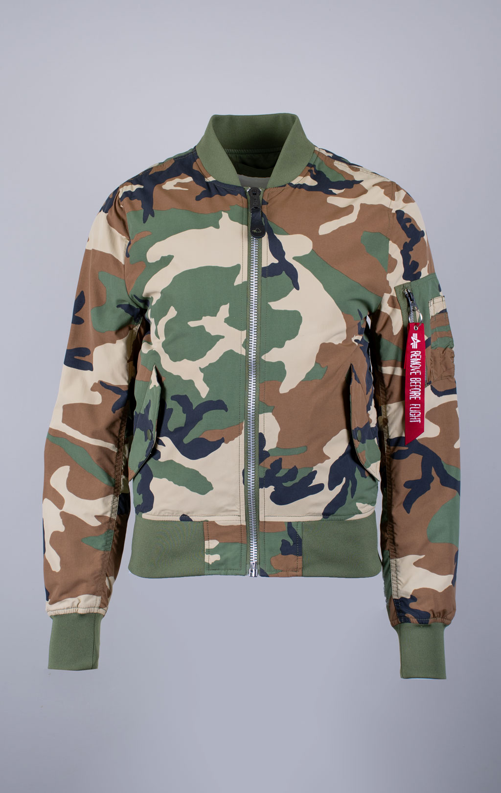 Бомбер-ветровка ALPHA INDUSTRIES L-2B DRAGONFLY BLOOD CHIT light camo woodland 