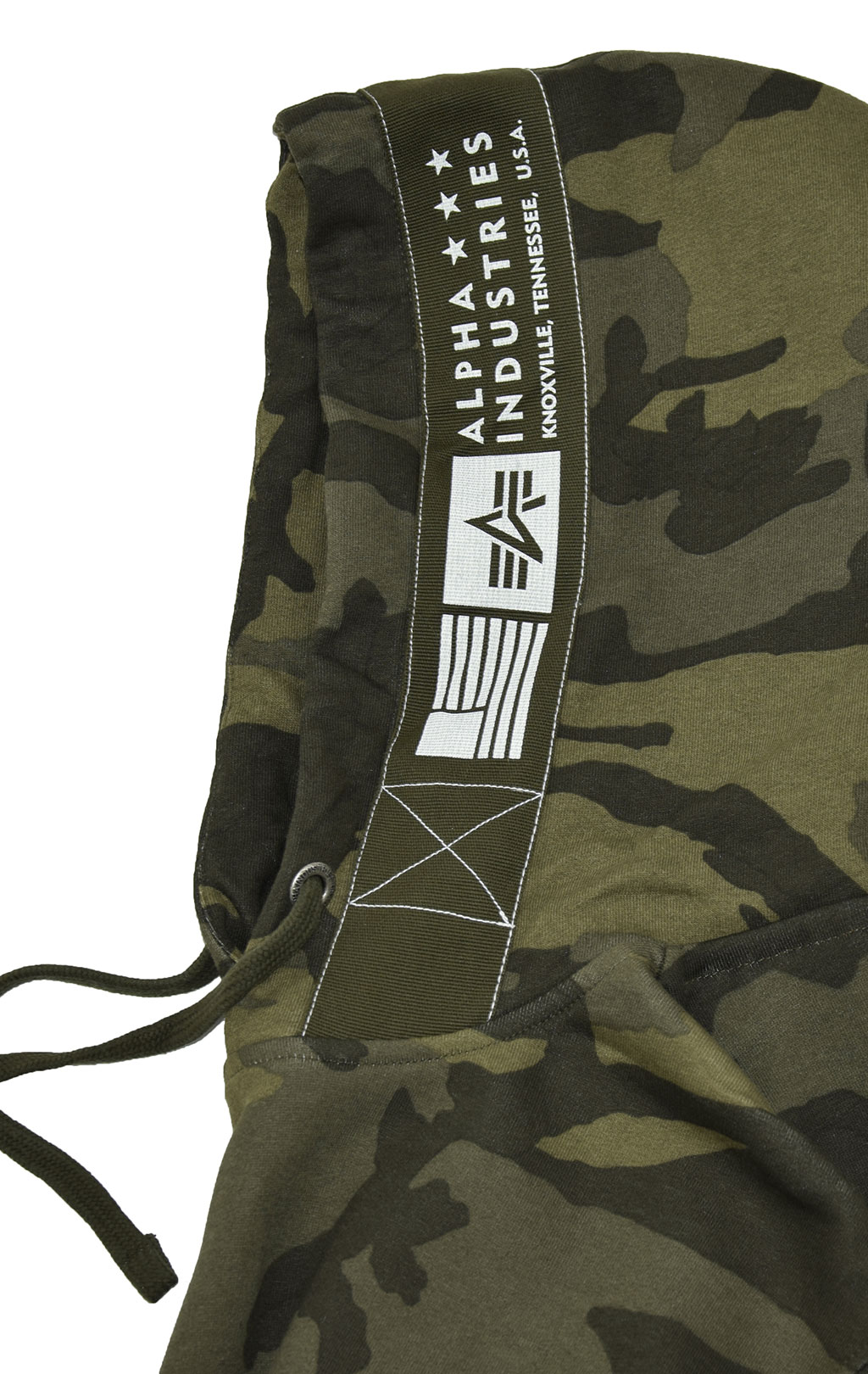 ALPHA INDUSTRIES PRINTED TAPE HOODY olive camo