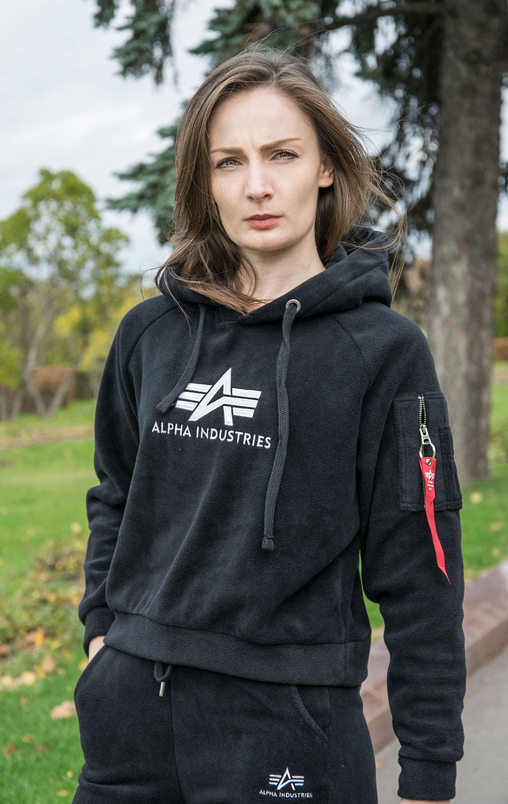 Женская толстовка ALPHA INDUSTRIES POLAR FLEECE HOODY OS black 