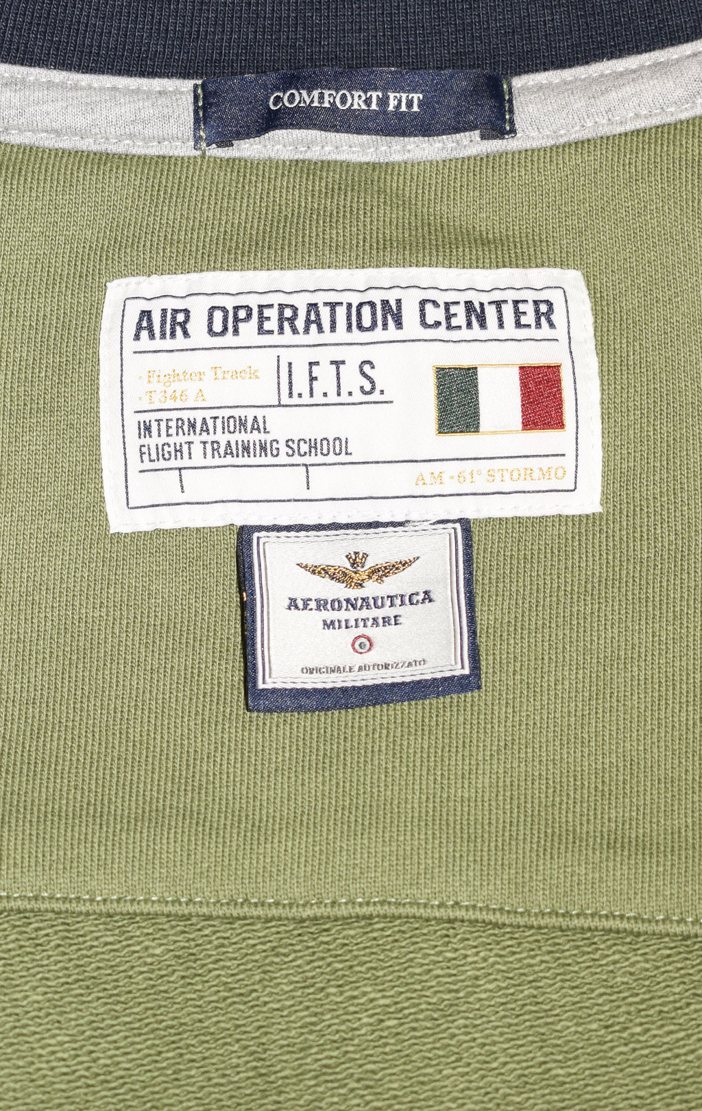 Олимпийка AERONAUTICA MILITARE big size SS 23/TR verde militare (FE 1748) 