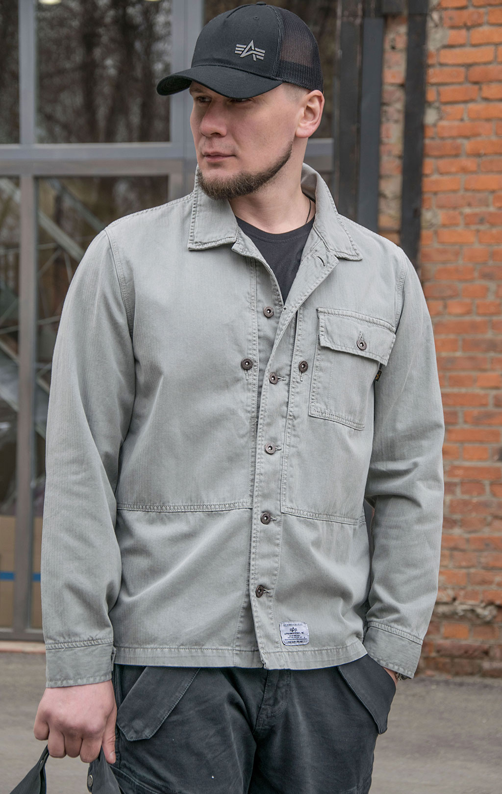 Ветровка ALPHA INDUSTRIES SHIRT JACKET P 44 SS 22 m vintage grey 