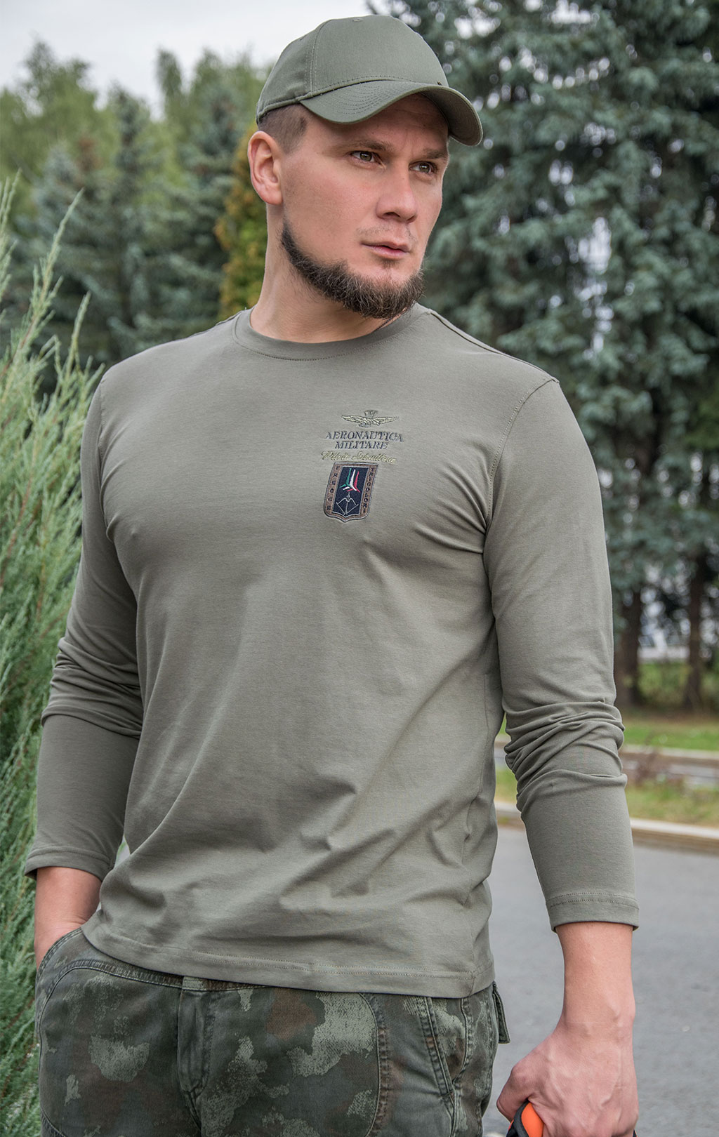Лонгслив AERONAUTICA MILITARE FW 22/23/BD verde militare (TS 2003) 