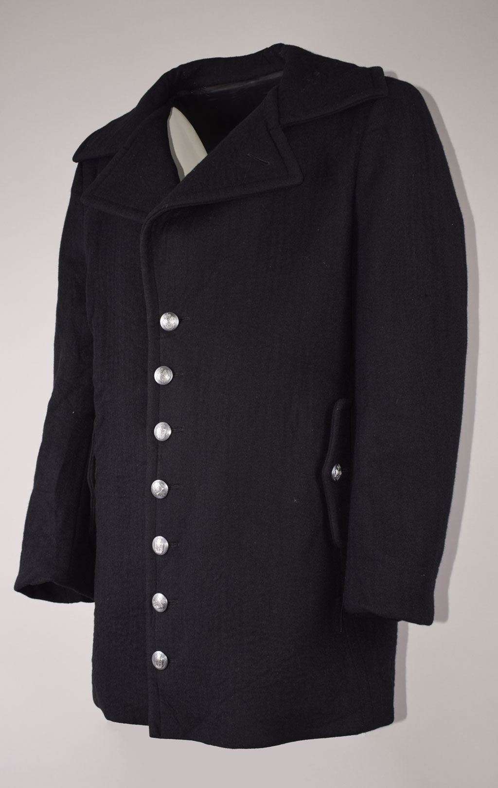 Бушлат морской John Bartlett PEACOAT шерсть90/нейлон10 black б/у Италия