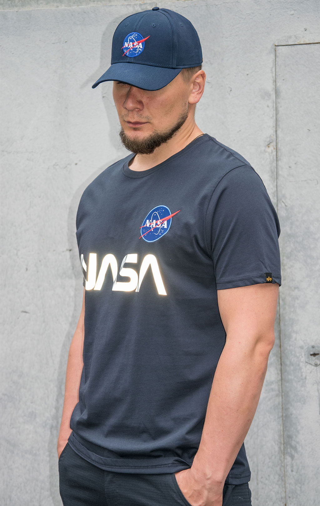 Футболка ALPHA INDUSTRIES NASA Reflective rep. blue 