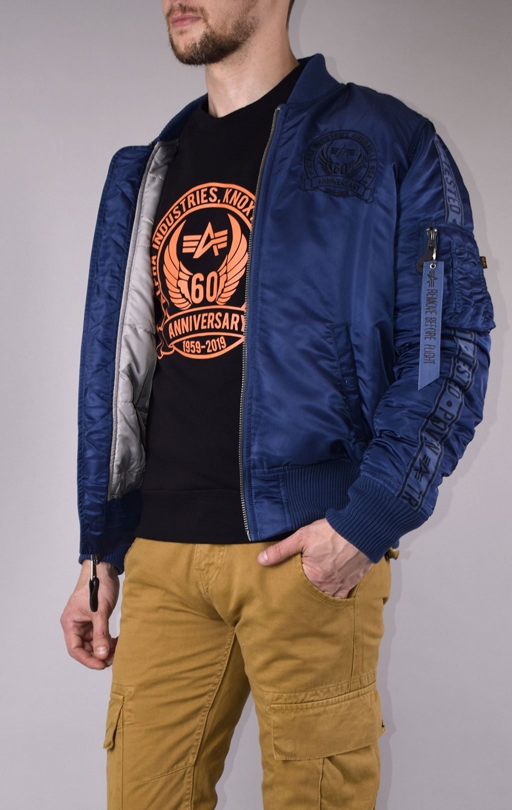 Бомбер ALPHA INDUSTRIES 60TH ANNIVERSARY MA-1 new navy 