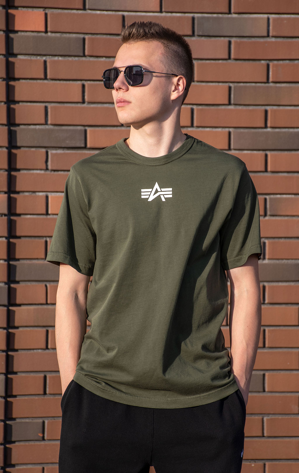 Футболка ALPHA INDUSTRIES BORN OF PURPOSE TEE плотная FW 24/25 olive 