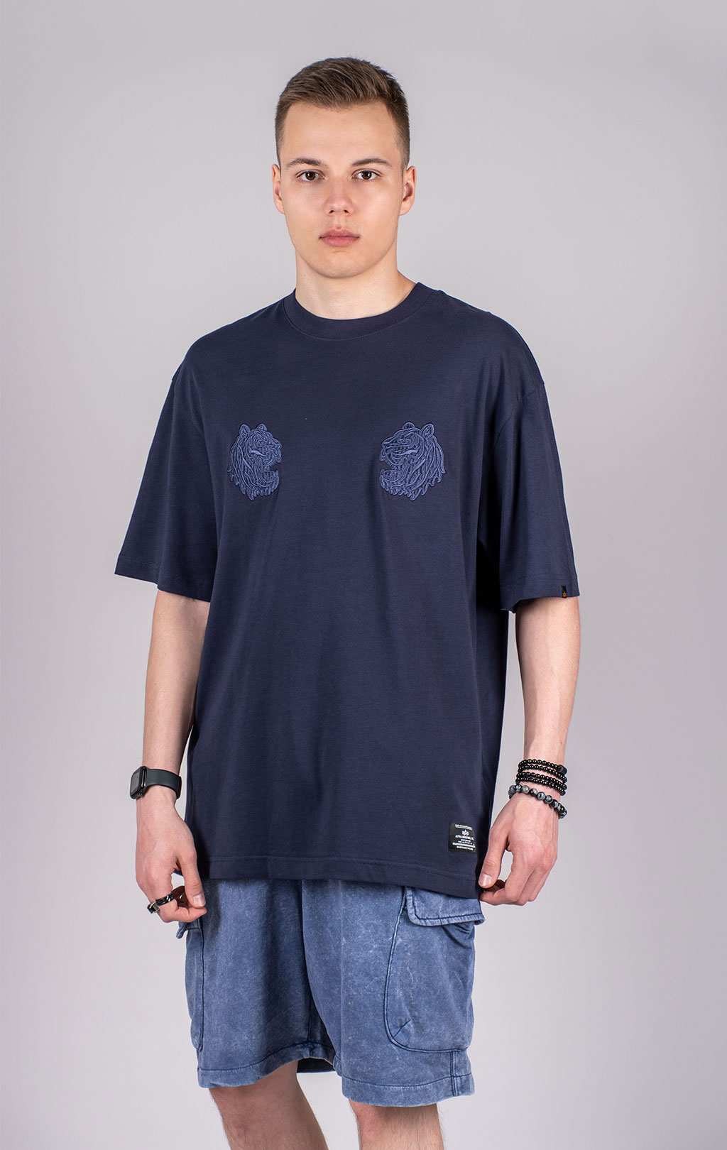 Футболка ALPHA INDUSTRIES TIGER EMBROIDERED TEE SS 25 m rep. blue 