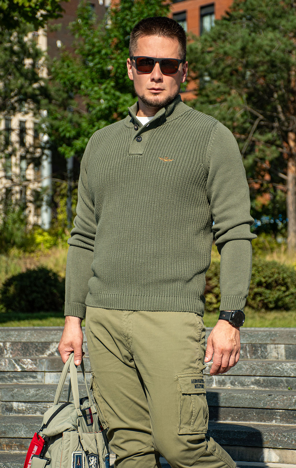 Свитер на пуговицах AERONAUTICA MILITARE FW 26/27/BR tea leaf (MA 1572) 