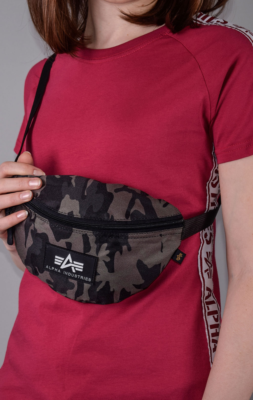 Сумка поясная ALPHA INDUSTRIES RUBBER PRINT WAIST BAG black camo 