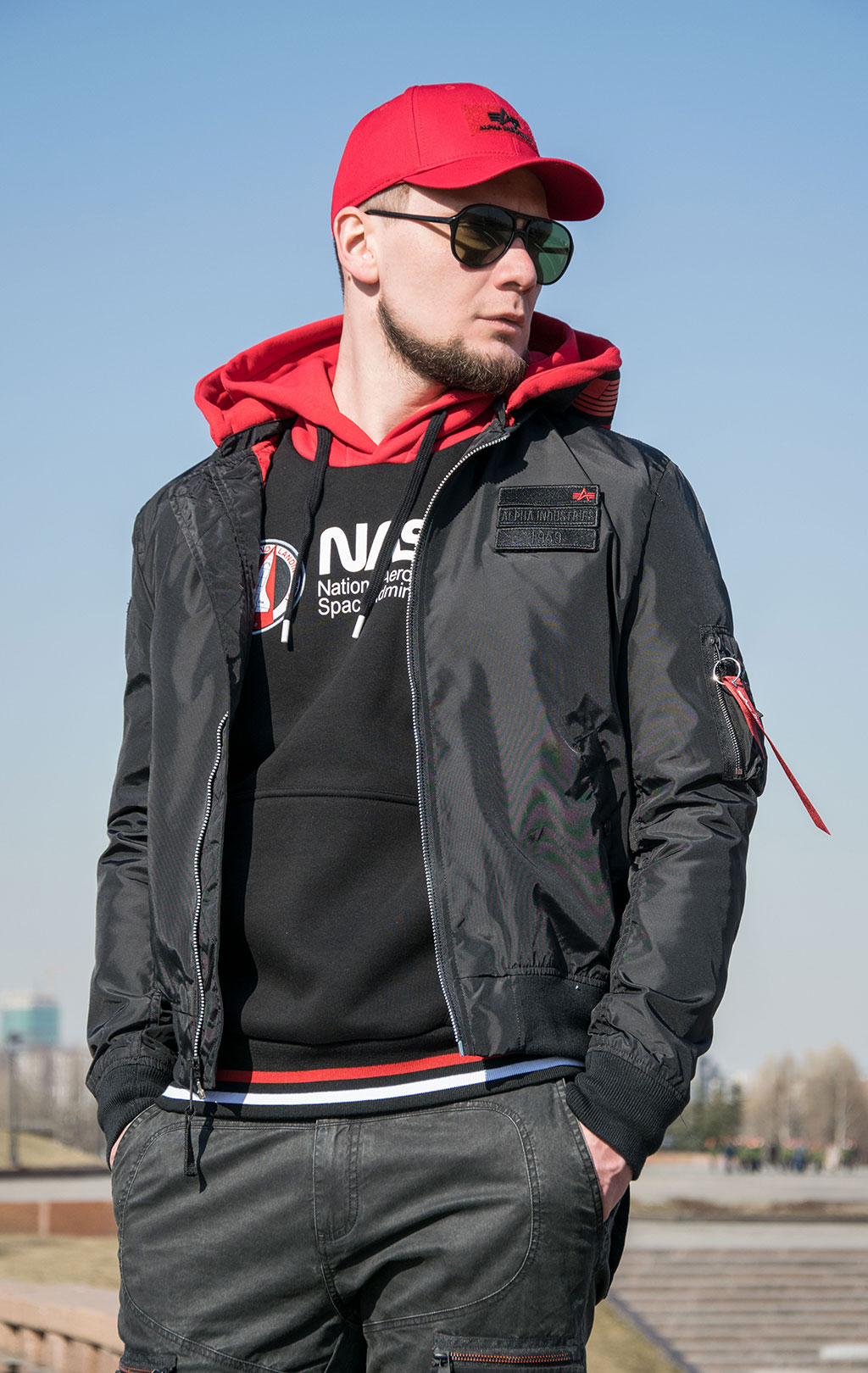 Ветровка-бомбер лётная ALPHA INDUSTRIES TT HOOD CUSTOM MA-1 black 