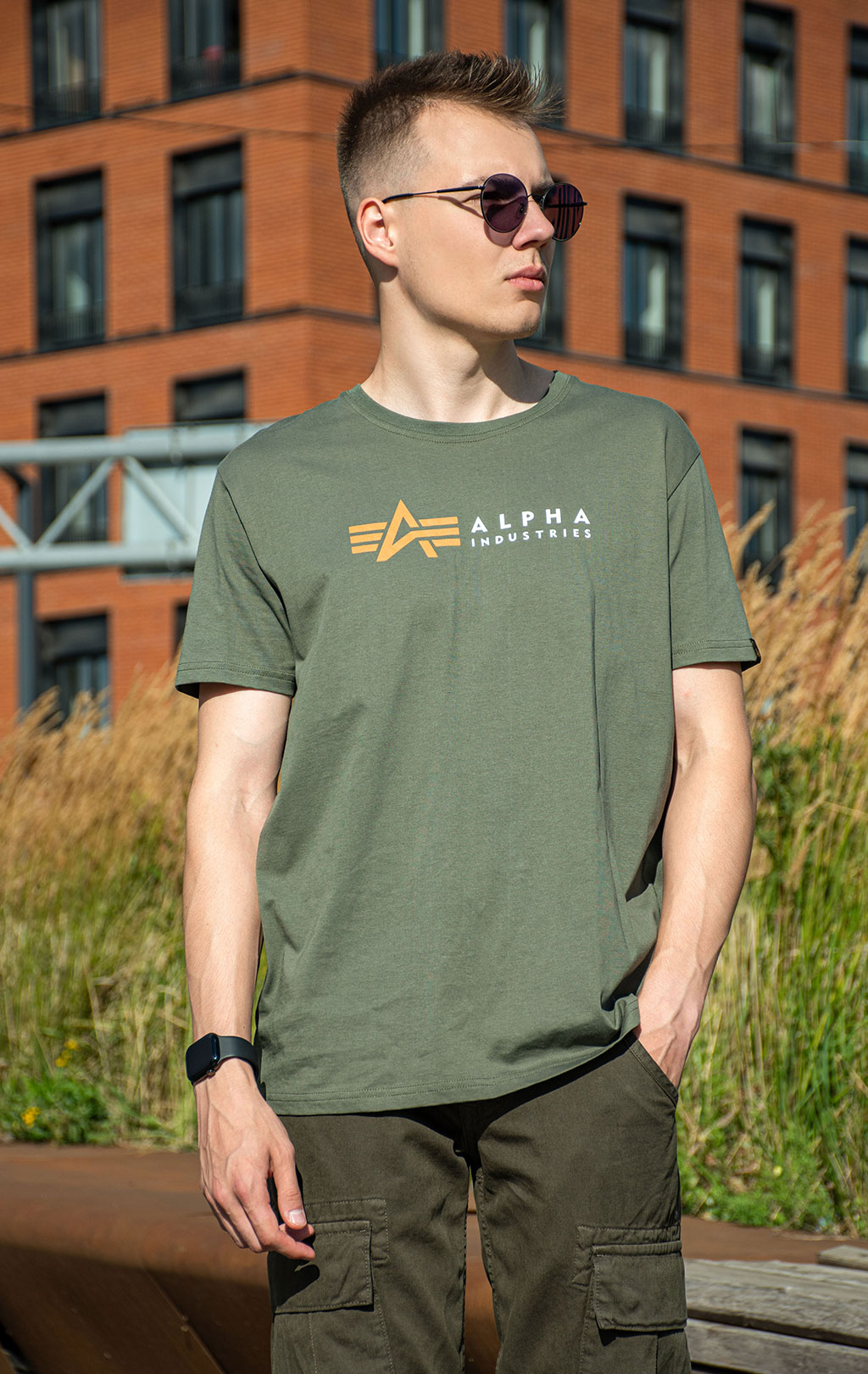 Футболка ALPHA INDUSTRIES ALPHA LABEL T dark olive 
