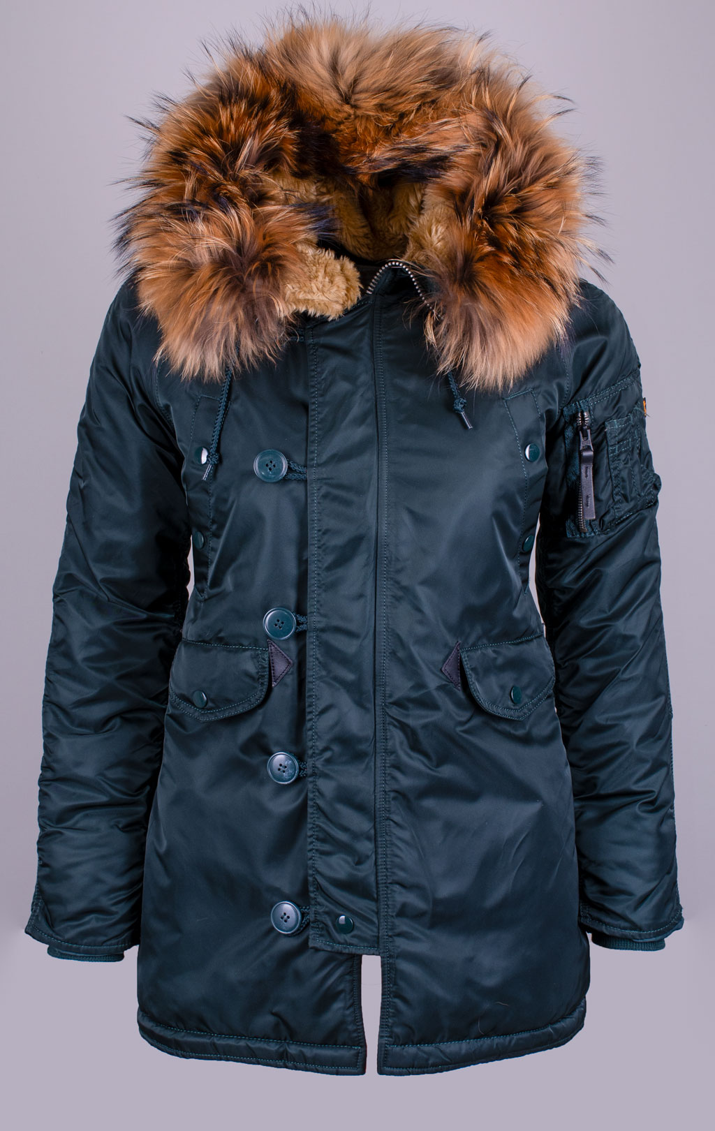 Женская аляска ALPHA INDUSTRIES VF 59 N-3B натур. мех petrol dark 