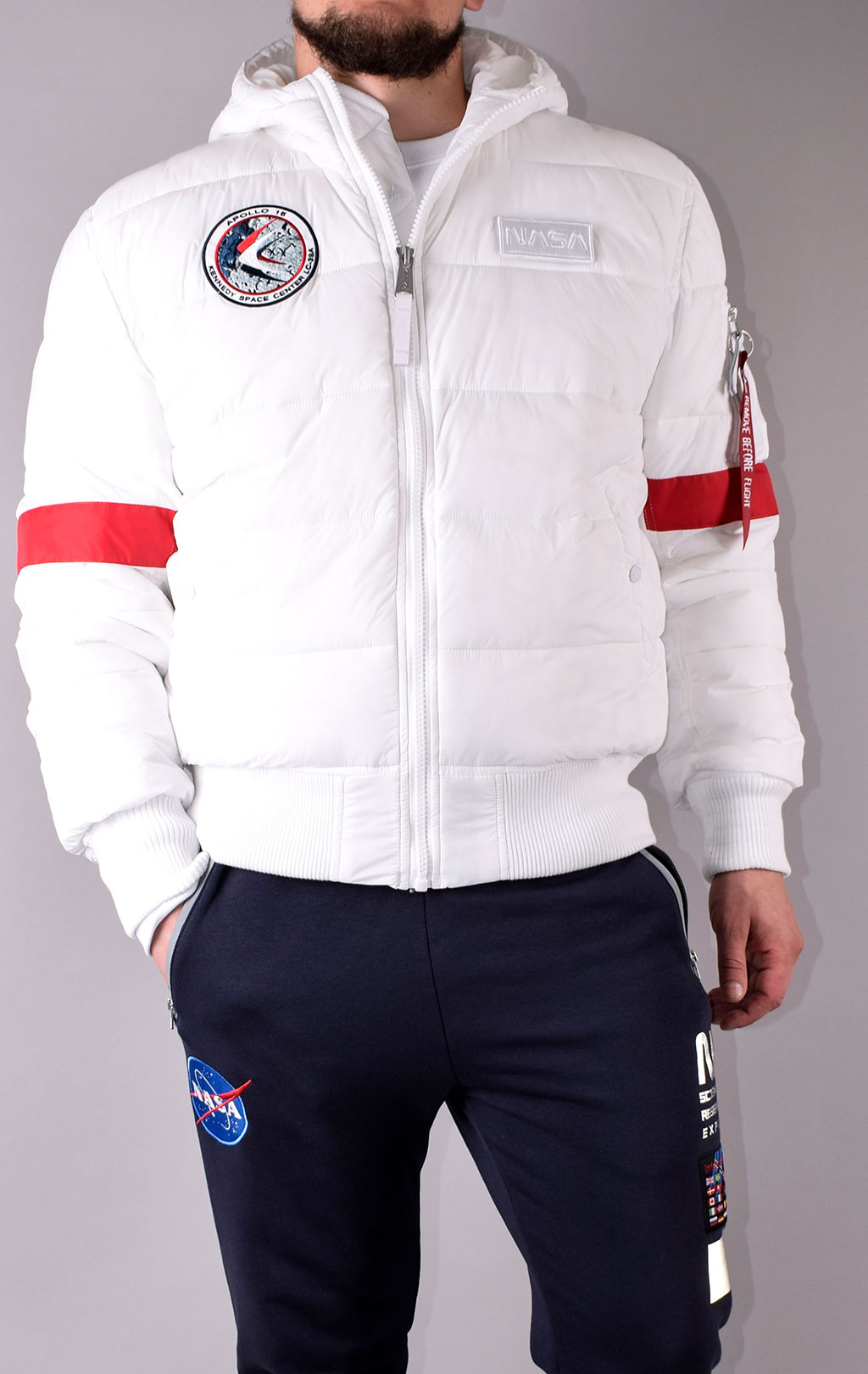 Куртка ALPHA INDUSTRIES HOODED PUFFER FD NASA white 