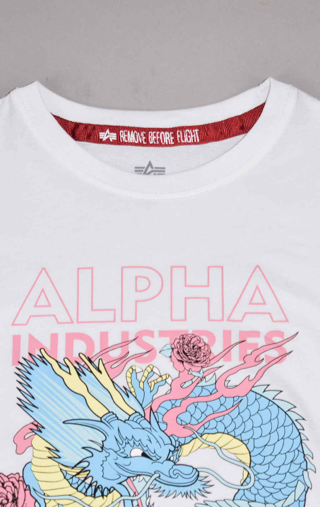 Женская футболка ALPHA INDUSTRIES HERITAGE DRAGON плотная white 