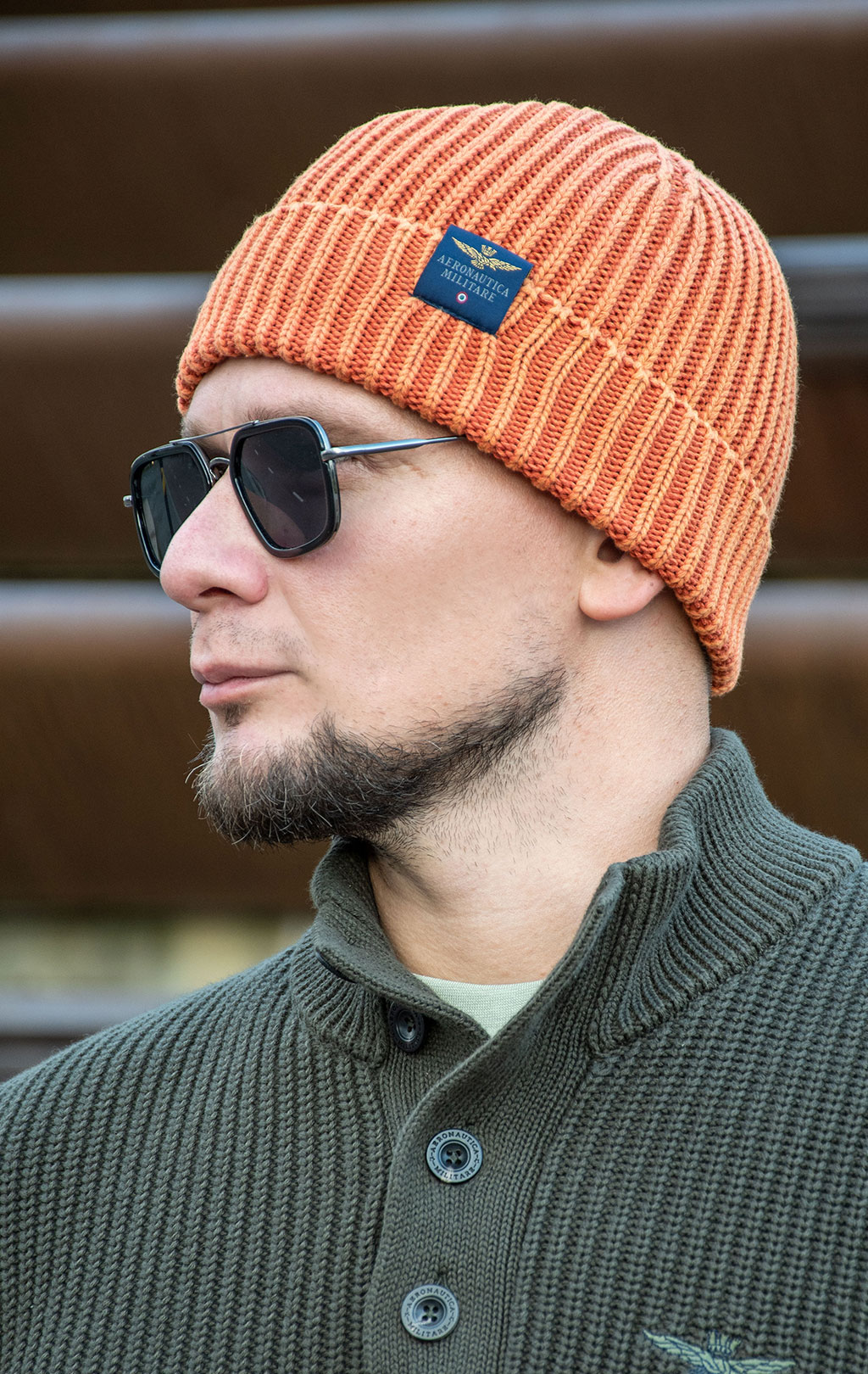 Шапка вязаная AERONAUTICA MILITARE FW 24/25/CN orange washed (CU 072) 
