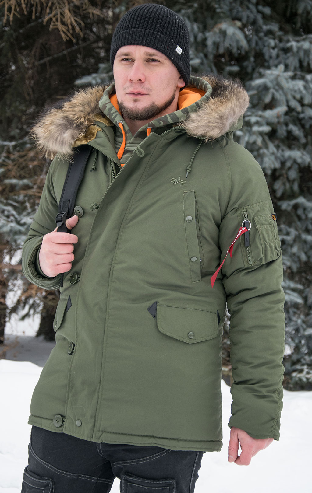 Аляска ALPHA INDUSTRIES EXPLORER натур. мех dark green 