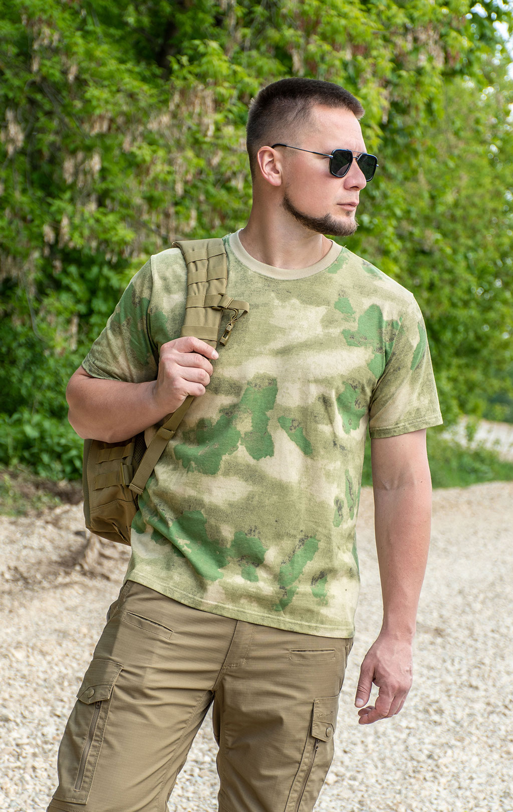Футболка полевая SABADO хлопок green camo 