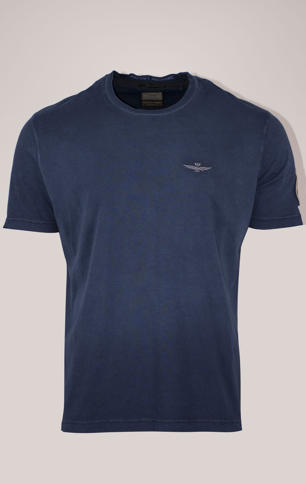 Футболка AERONAUTICA MILITARE vintage aircraft mechanic SS 24/IN blue navy washed (TS 2227) 