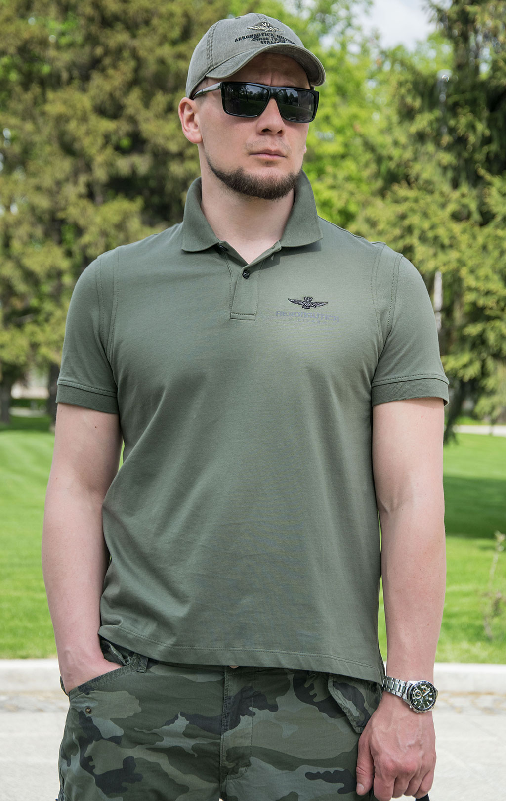 Футболка-поло AERONAUTICA MILITARE SS 23/IT verde (PO 1694) 