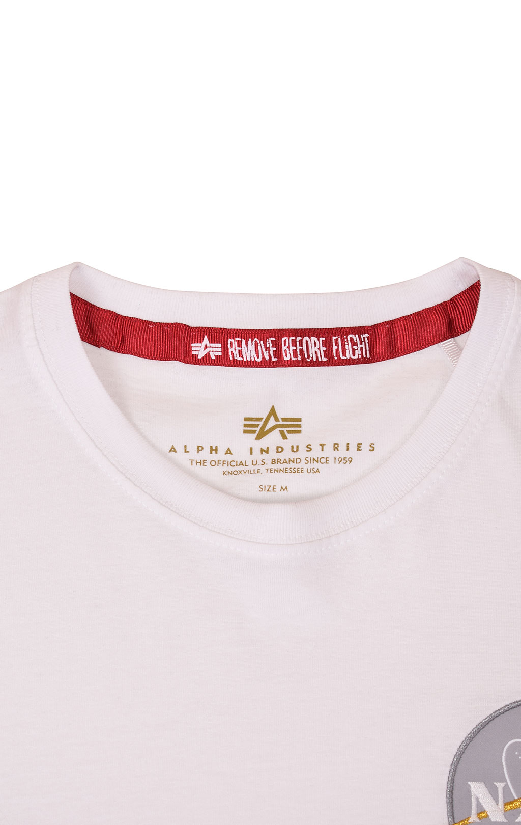 Футболка ALPHA INDUSTRIES NASA Reflective white/gold 