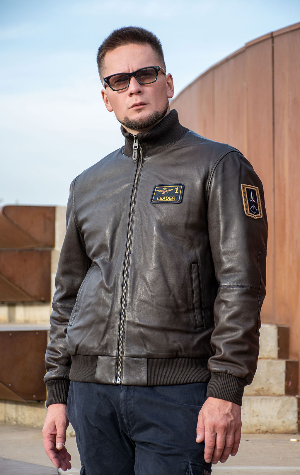 Куртка-бомбер AERONAUTICA MILITARE кожа FW 24/25/IN marrone (PN 949) 