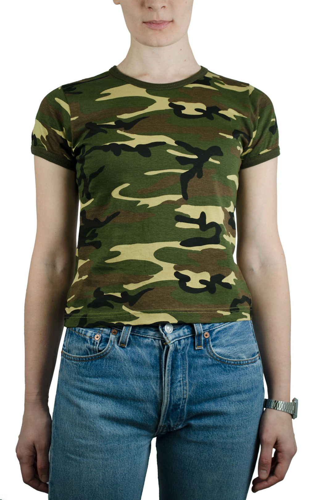 Женская футболка полевая хлопок camo woodland 