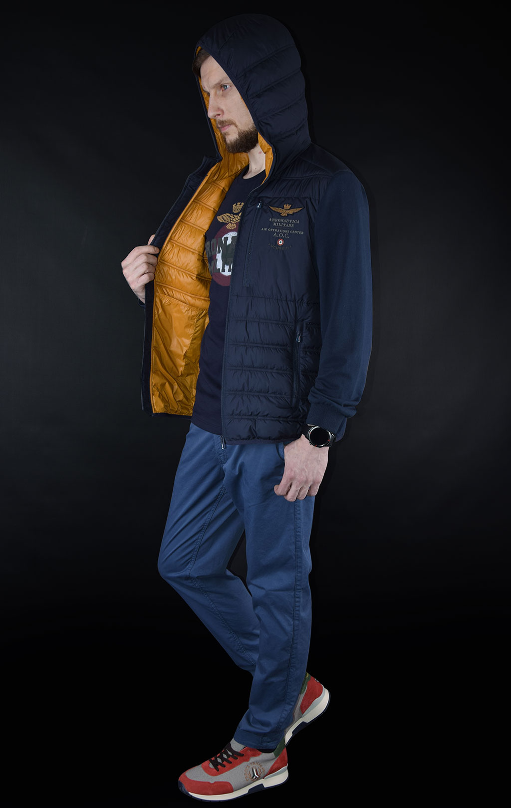 Толстовка с капюшоном AERONAUTICA MILITARE blue navy/blue navy (AF 368) 