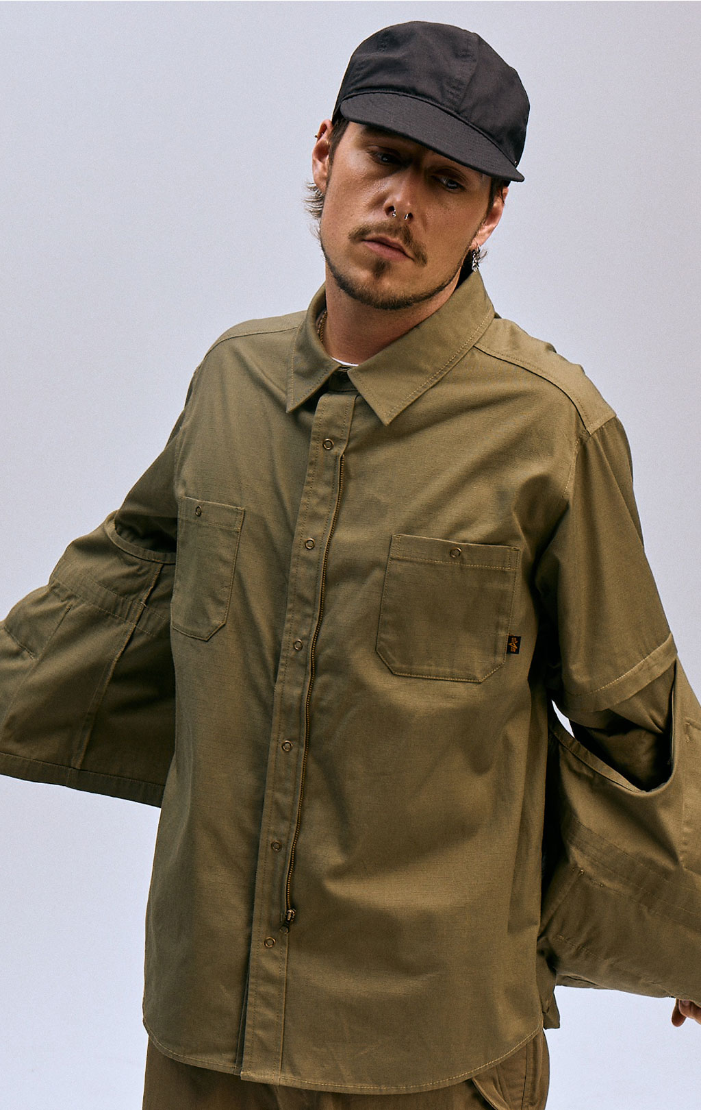 Ветровка трансформер ALPHA INDUSTRIES C-1 MOD SHIRT JACKET SS 24 m OG-107 green 