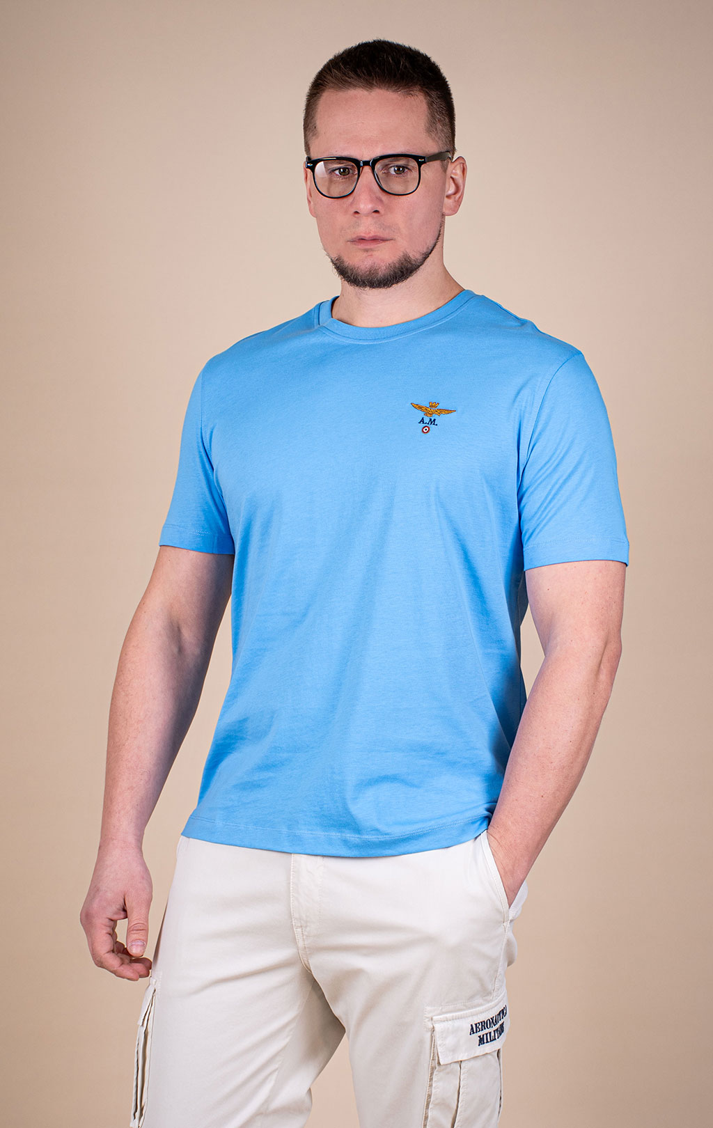 Футболка AERONAUTICA MILITARE big size SS 26/TR silver lake blue (TS 1580) 