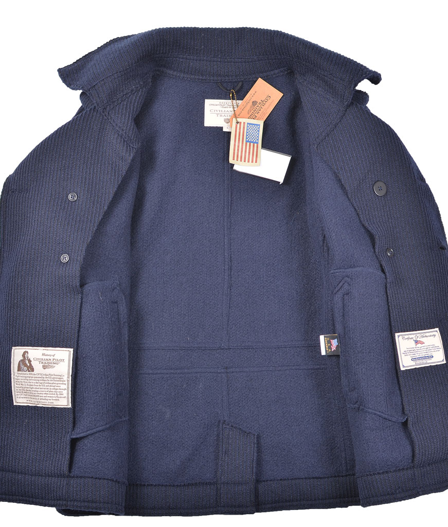 Бушлат морской COCKPIT Pea Coat Leather Trim navy (Z28s008) 