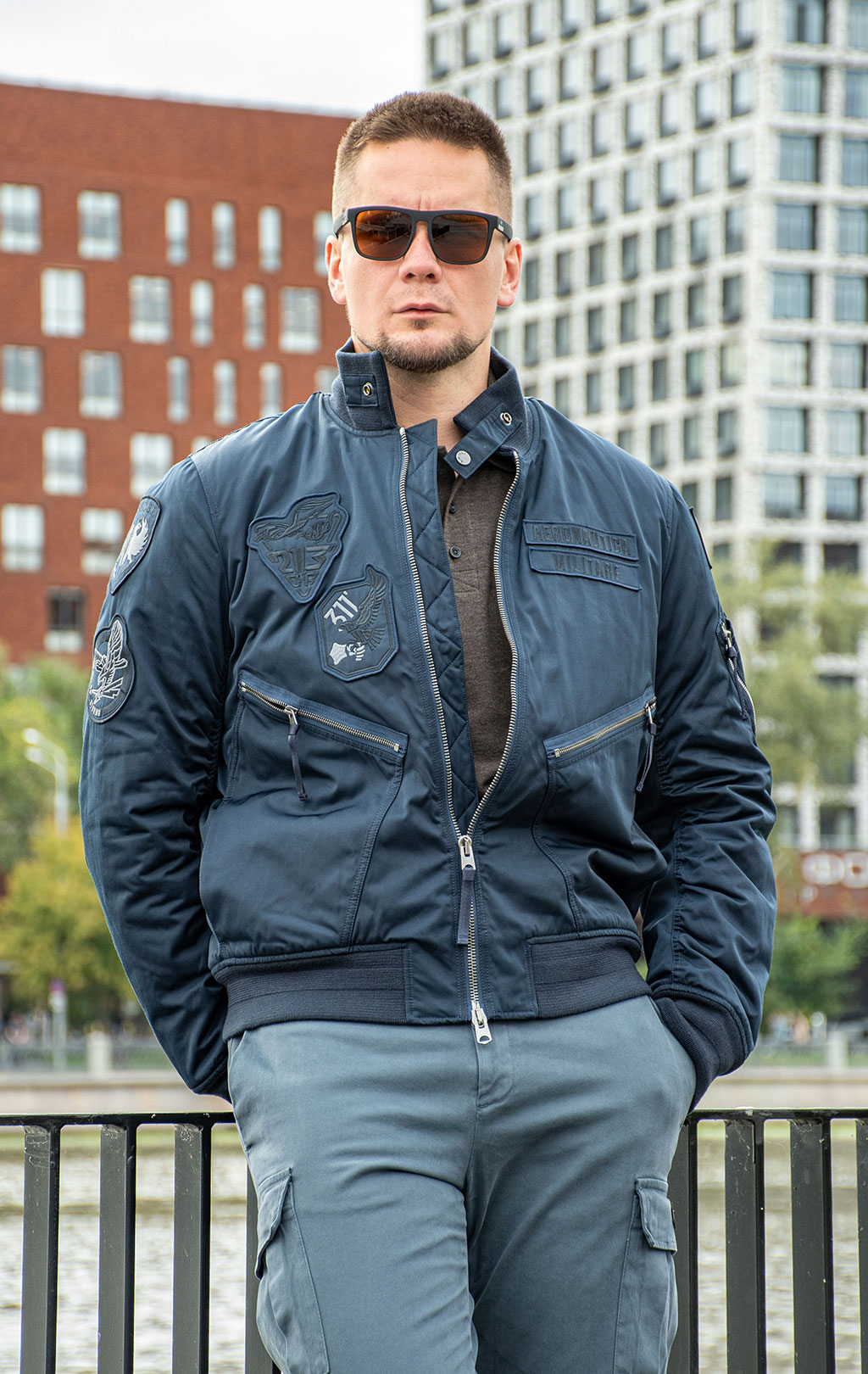 Куртка-бомбер AERONAUTICA MILITARE FW 26/27/CN blue navy (AB 3077) 