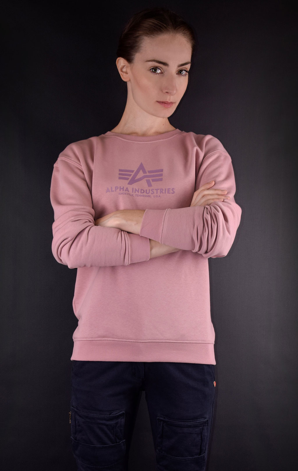 Женский свитшот ALPHA INDUSTRIES LOGO SWEATER silver pink 