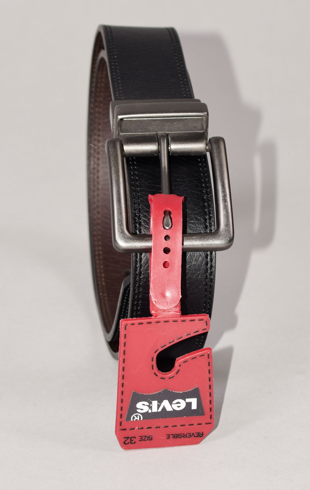 Ремень LV`S кожа двусторонний black/brown 