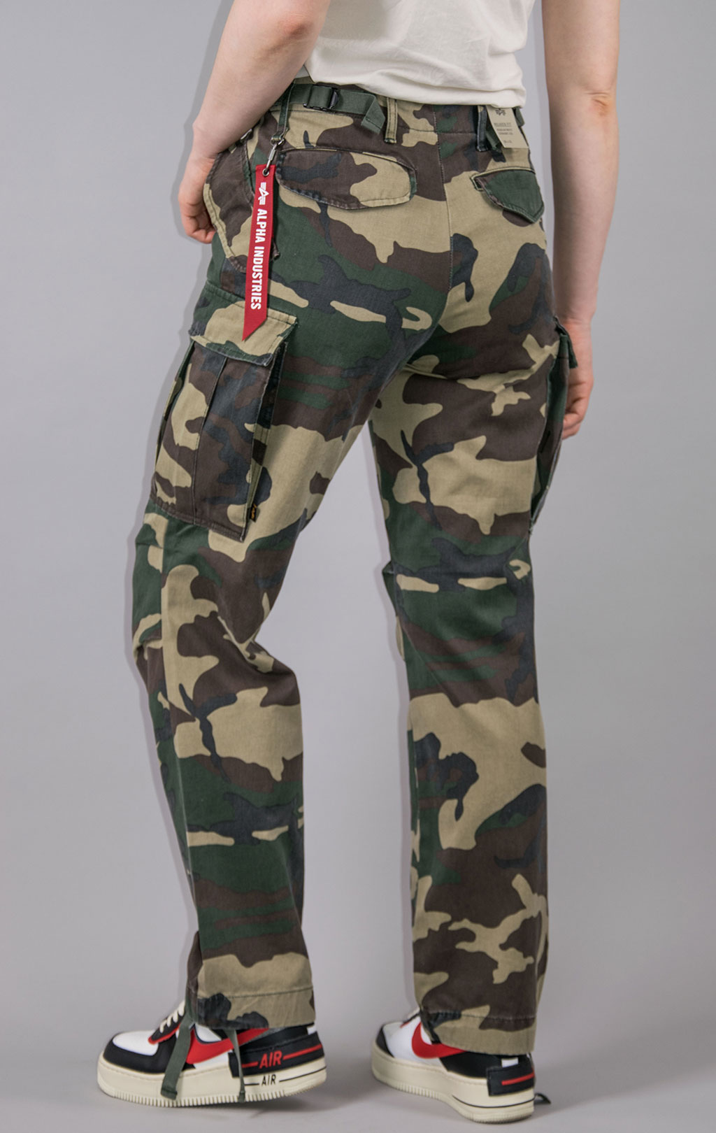 Брюки-карго парашюты ALPHA INDUSTRIES M-65 PANT плотные camo woodland 