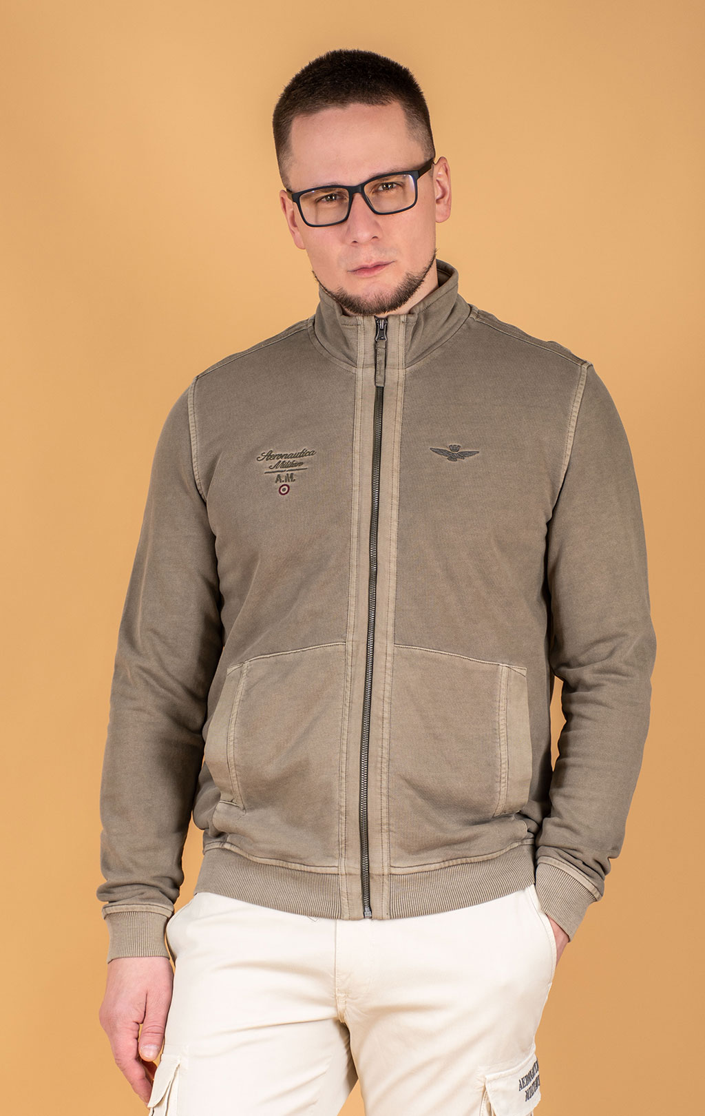 Олимпийка AERONAUTICA MILITARE SS 25 m/TR military olive washed (FE 1992) 