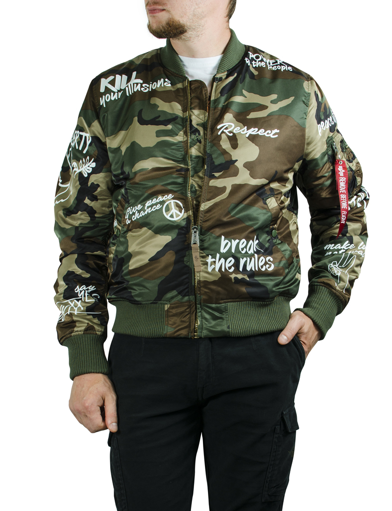 Бомбер ALPHA INDUSTRIES VF FREEDOM MA-1 camo woodland 