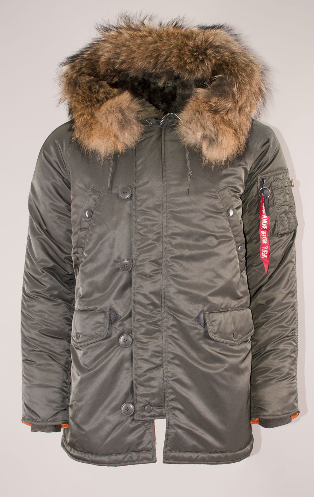 Аляска ALPHA INDUSTRIES SLIM FIT GEN-I N-3B натур. мех rep. grey/orange 